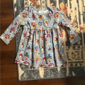 Hanna Andersson Girl’s Blue Treehouse Dress Size12-18 Months Long Sleeve Cotton